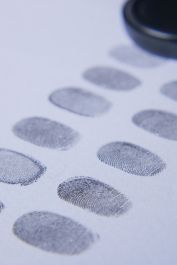 Close-up of Fingerprints on White Background