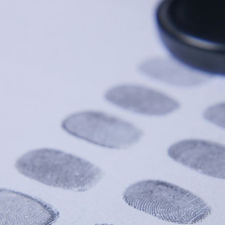 Close-up of Fingerprints on White Background